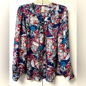 Faded Glory V-neck Blouse Size L (12/14)